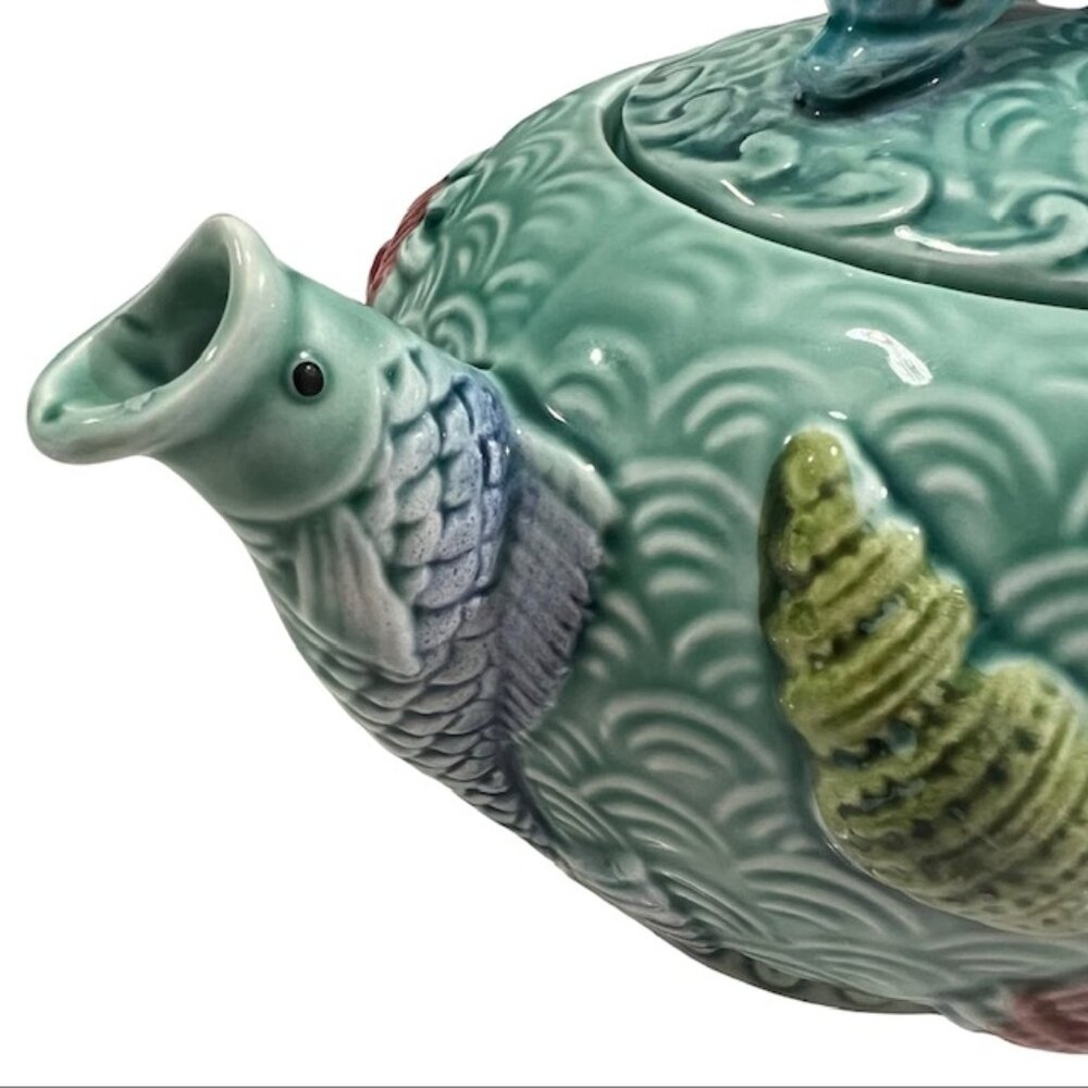 Vintage TAKAHASHI San Francisco Fish Sea Life Teapot, Hand Painted, Japan - Picture 7 of 13